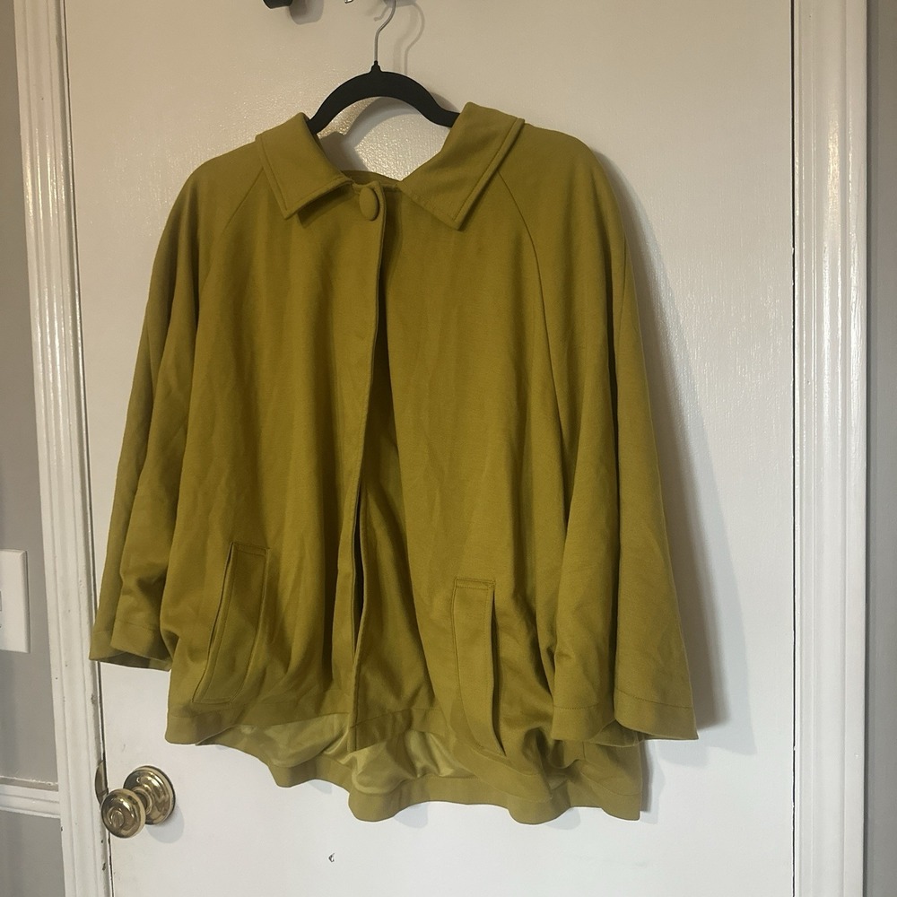 Jessica London Overcoat Blazer Jacket Womens 24‎ Green Lined Shawl Collar - Picture 2 of 8